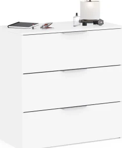 Kommode Micheline - 80x41x81cm - 3 Schubladen - weiß
