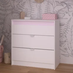 Kommode Rue 78 cm mit 3 Schubladen - weiß/grau oder weiß/rosa