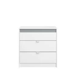 Kommode Rue 78 cm mit 3 Schubladen - weiß/grau oder weiß/rosa