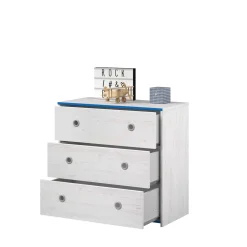 Kommode Smoozy 79cm mit 3 Schubladen - weiß/rosa oder weiß/blau