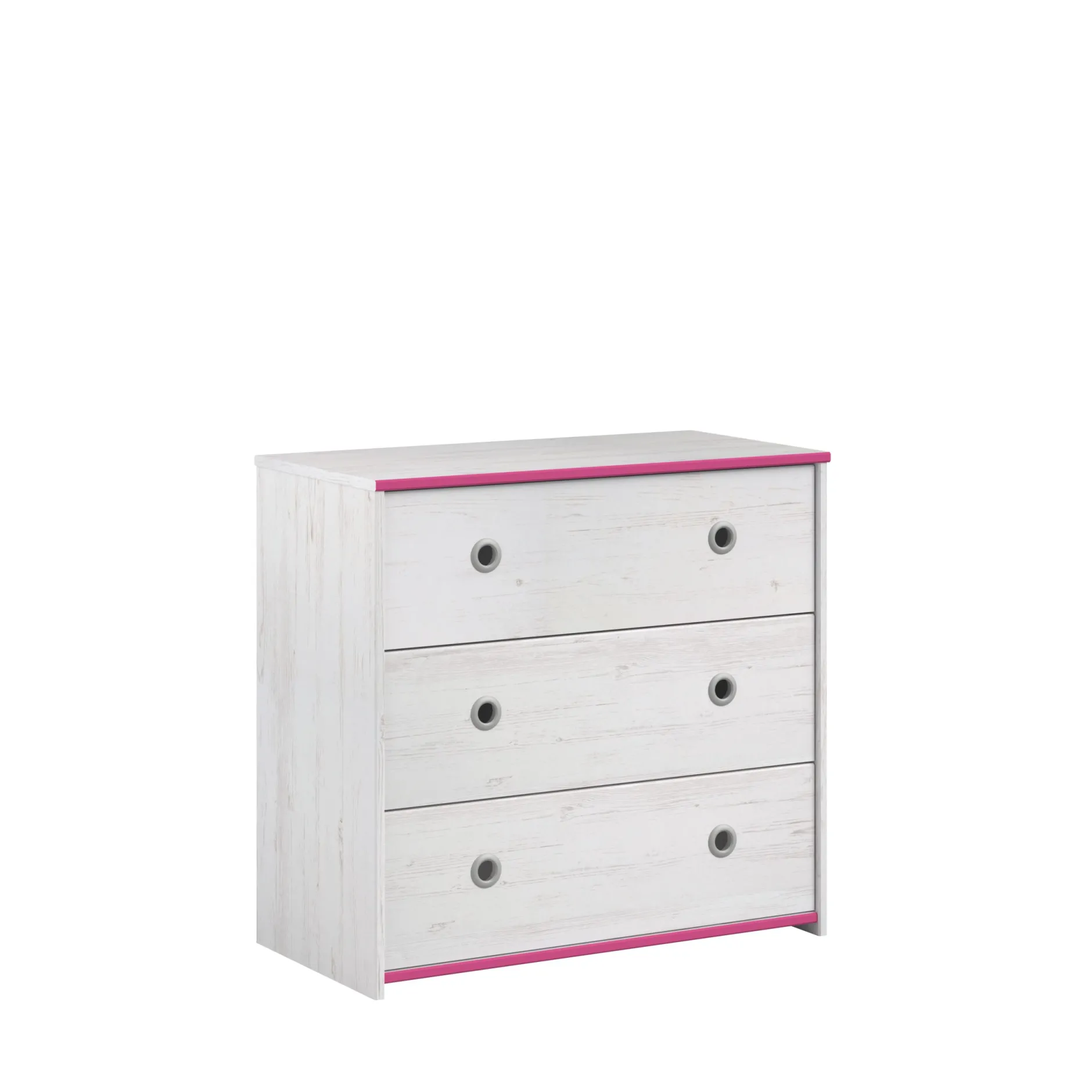 Kommode Smoozy 79cm mit 3 Schubladen - weiß/rosa oder weiß/blau