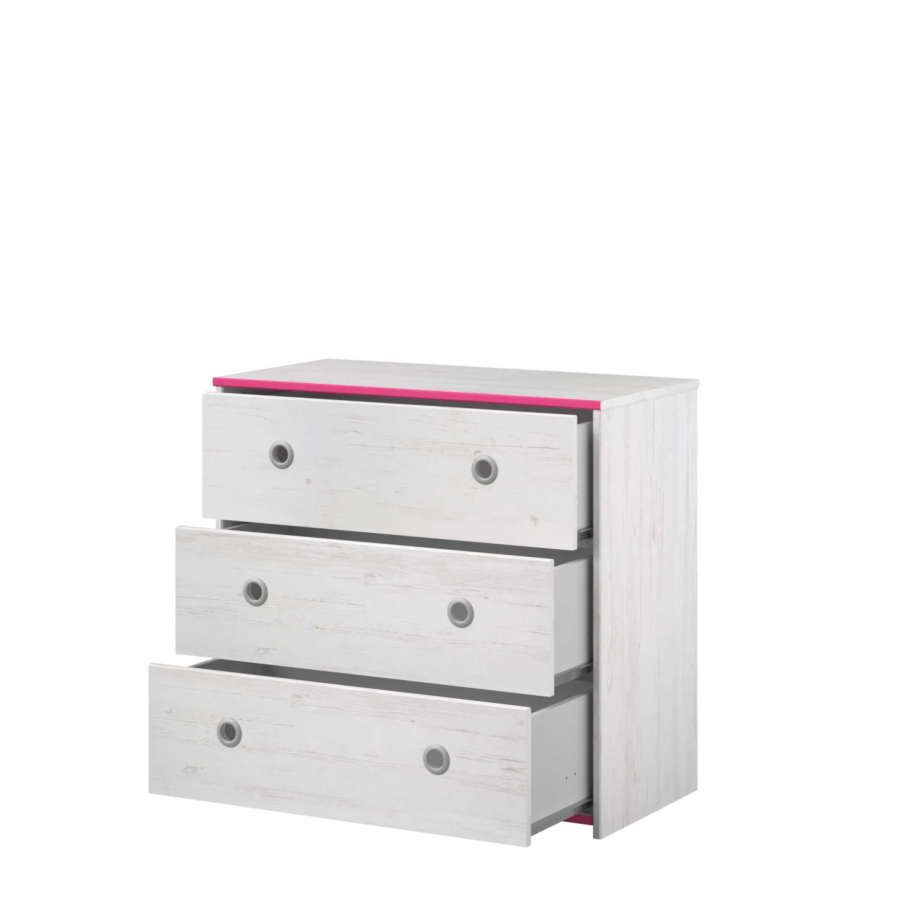 Kommode Smoozy 79cm mit 3 Schubladen - weiß/rosa oder weiß/blau
