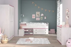Kommode Smoozy 79cm mit 3 Schubladen - weiß/rosa oder weiß/blau