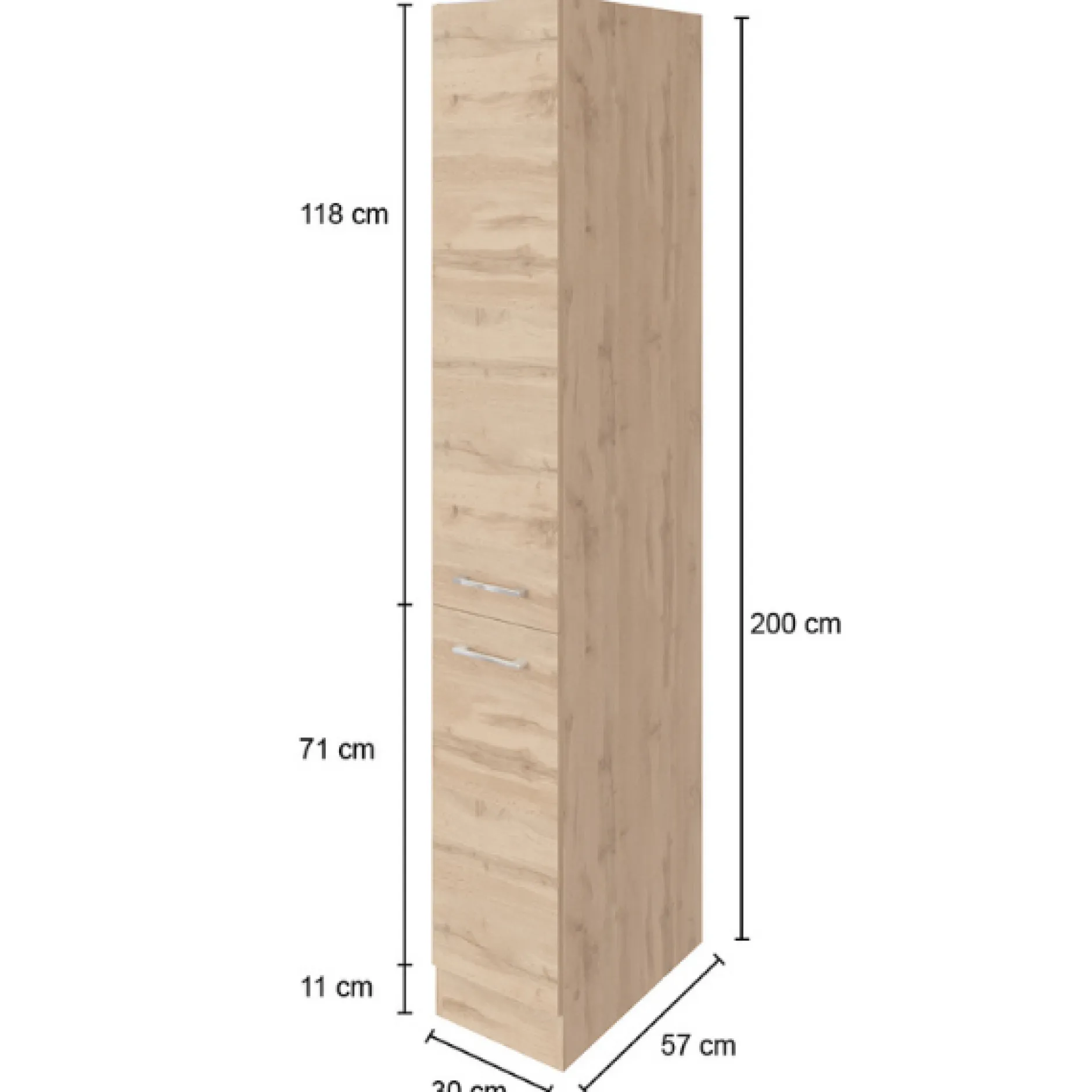 Kommode Sorrella 30cm 2 Schubladen - Eiche
