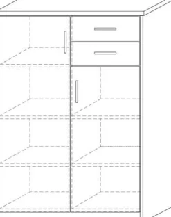 Kommode Spacio 110cm 2 Türen/2 Schubladen - Eiche grau