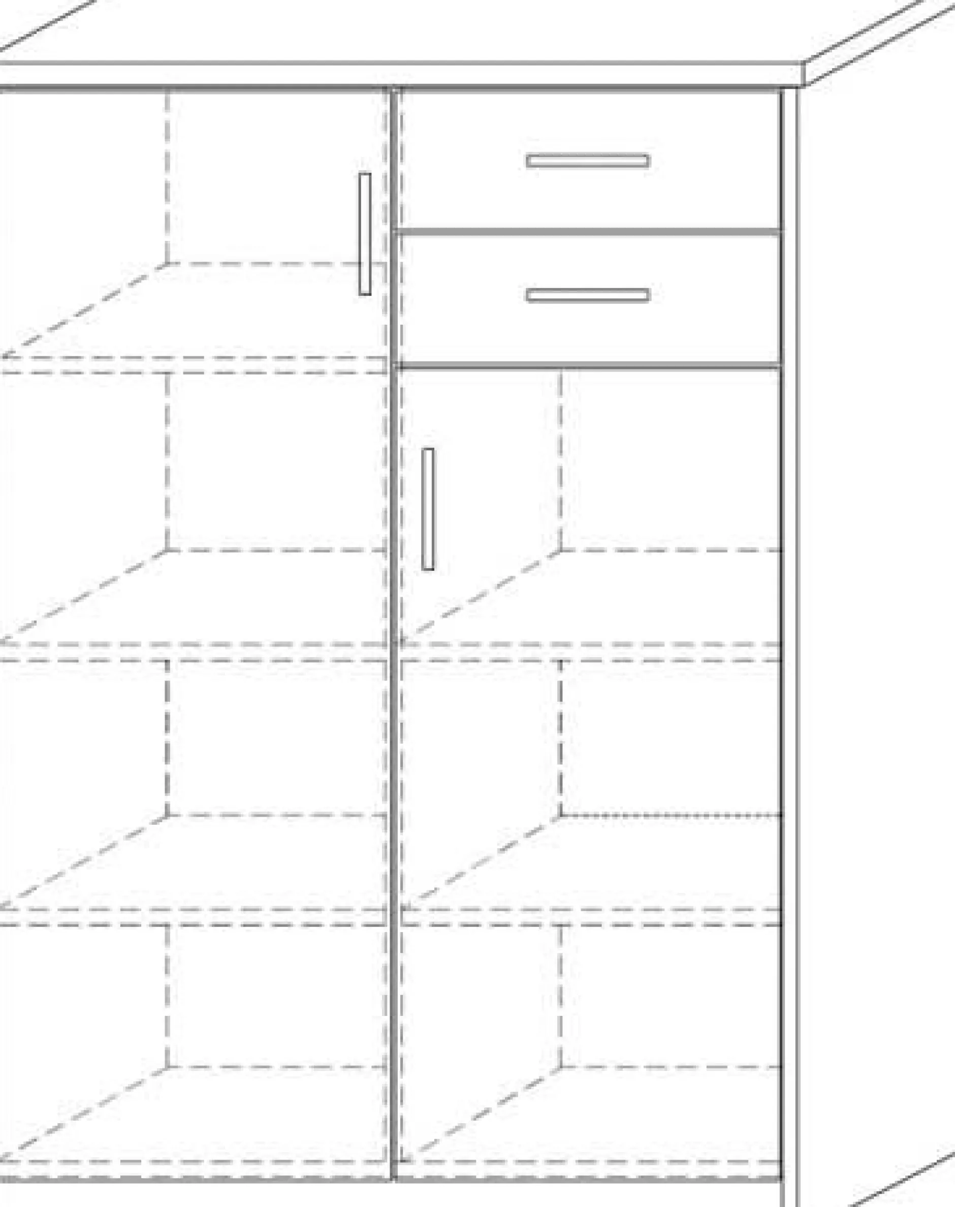 Kommode Spacio 110cm 2 Türen/2 Schubladen - Eiche grau