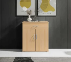 Kommode Viviane 60cm mit 2 Türen und 1 Schublade - Buche