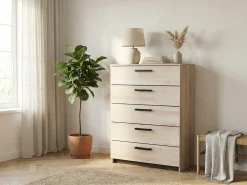 Kommode Watson - 80x41x102cm - 5 Schubladen - Eiche Dekor