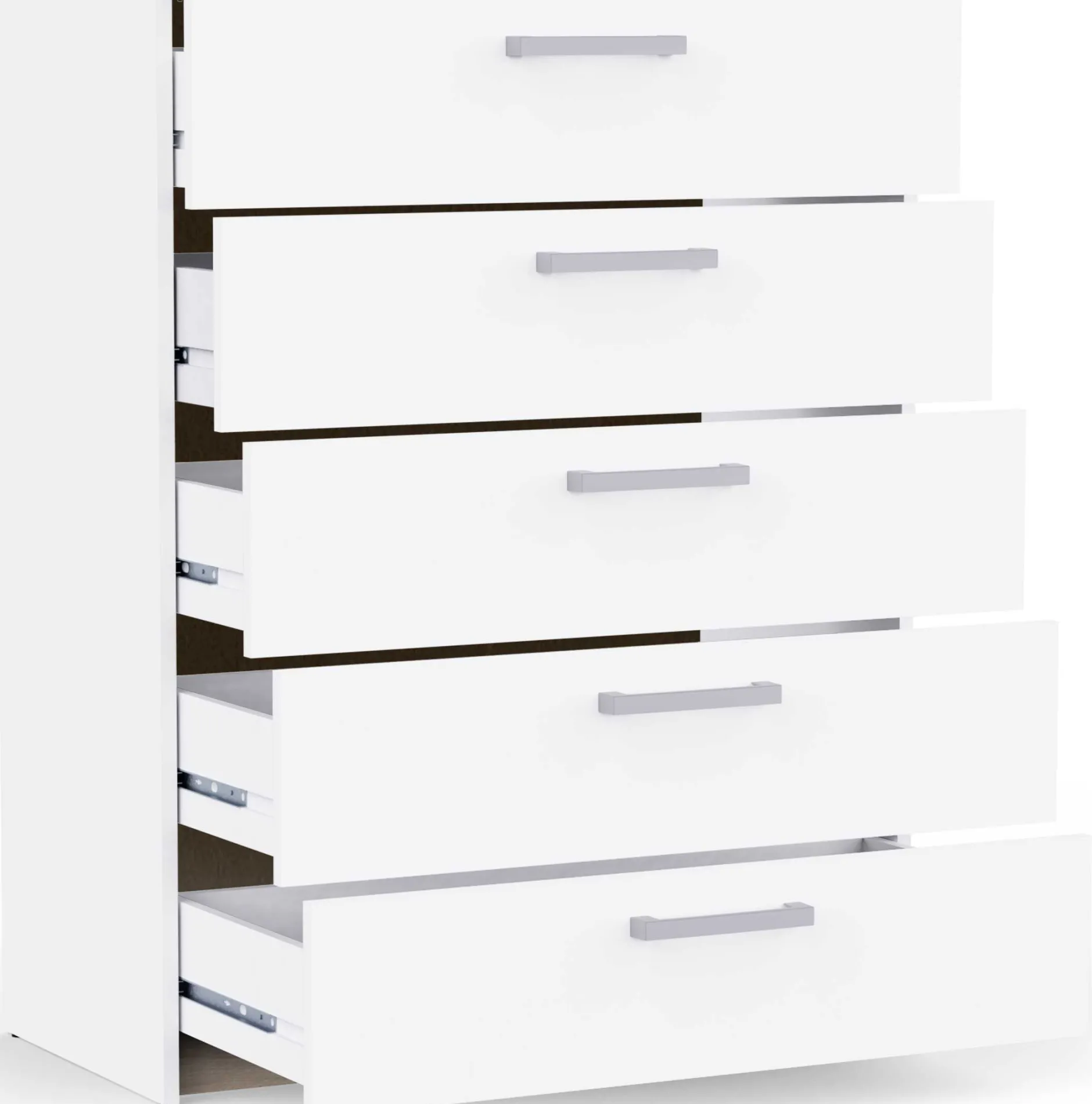 Kommode Watson - 80x41x102cm - 5 Schubladen - weiß