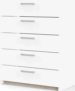 Kommode Watson - 80x41x102cm - 5 Schubladen - weiß
