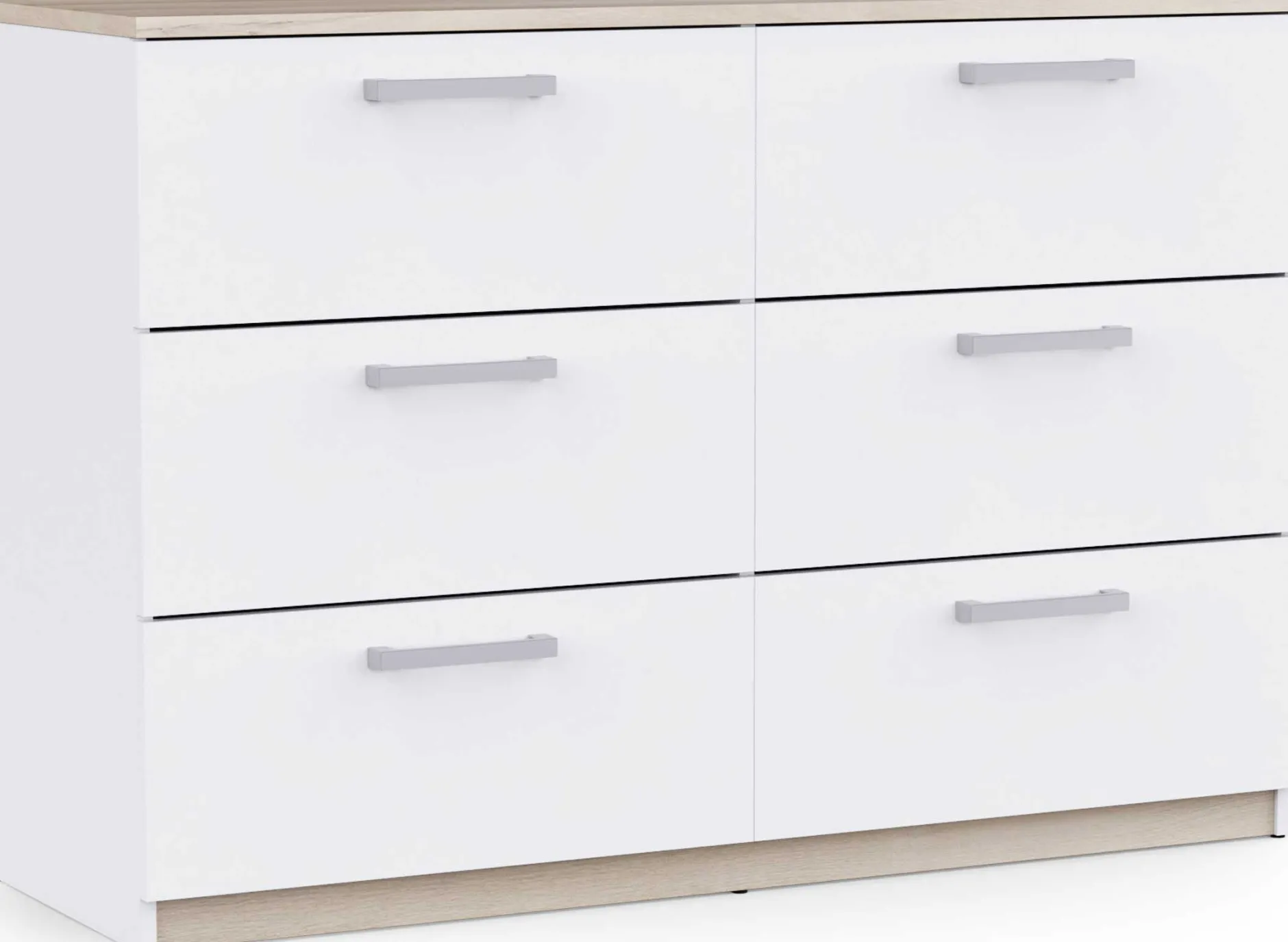 Kommode Watson - 119x41x81cm - 6 Schubladen - weiß