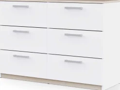 Kommode Watson - 119x41x81cm - 6 Schubladen - weiß