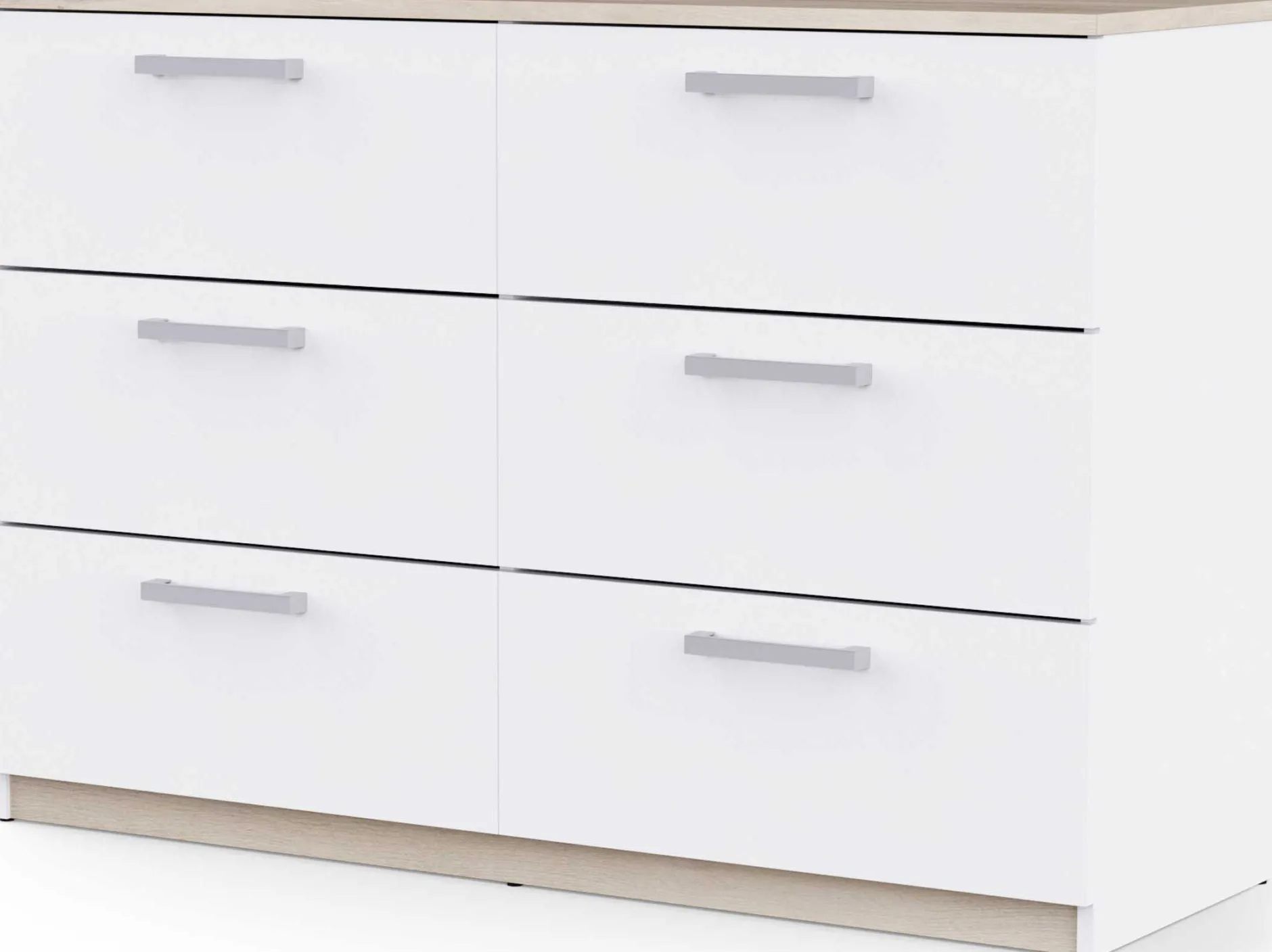Kommode Watson - 119x41x81cm - 6 Schubladen - weiß