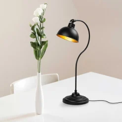 Konika Tischlampe | METALLGEHÄUSE | Schwarz, Gold
