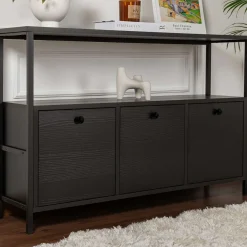 Konsole Solace - 100% MELAMINE - Holzschwarz - 77 x 30 x 120 cm