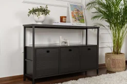 Konsole Solace - 100% MELAMINE - Holzschwarz - 77 x 30 x 120 cm