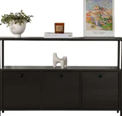 Konsole Solace - 100% MELAMINE - Holzschwarz - 77 x 30 x 120 cm