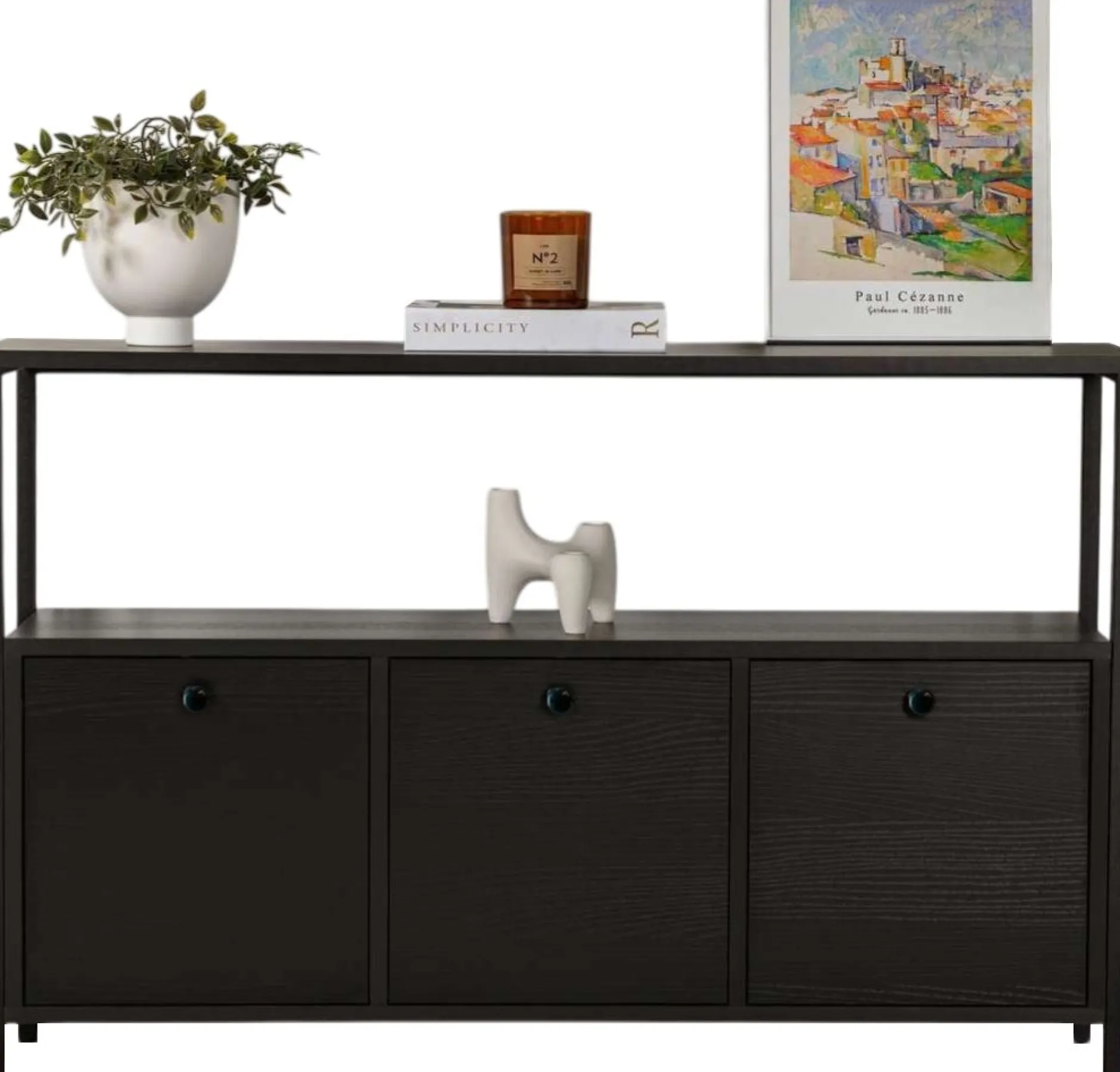 Konsole Solace - 100% MELAMINE - Holzschwarz - 77 x 30 x 120 cm
