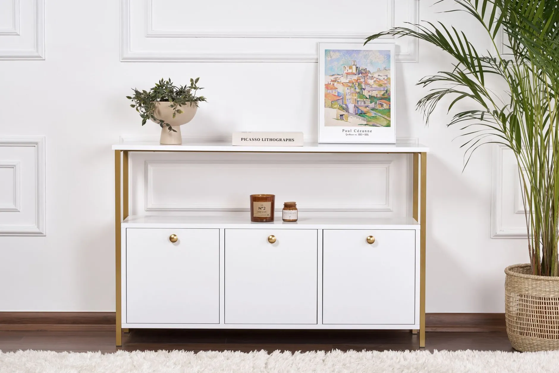 Konsole Solace - 100% MELAMINE - Weiß - 77 x 30 x 120 cm
