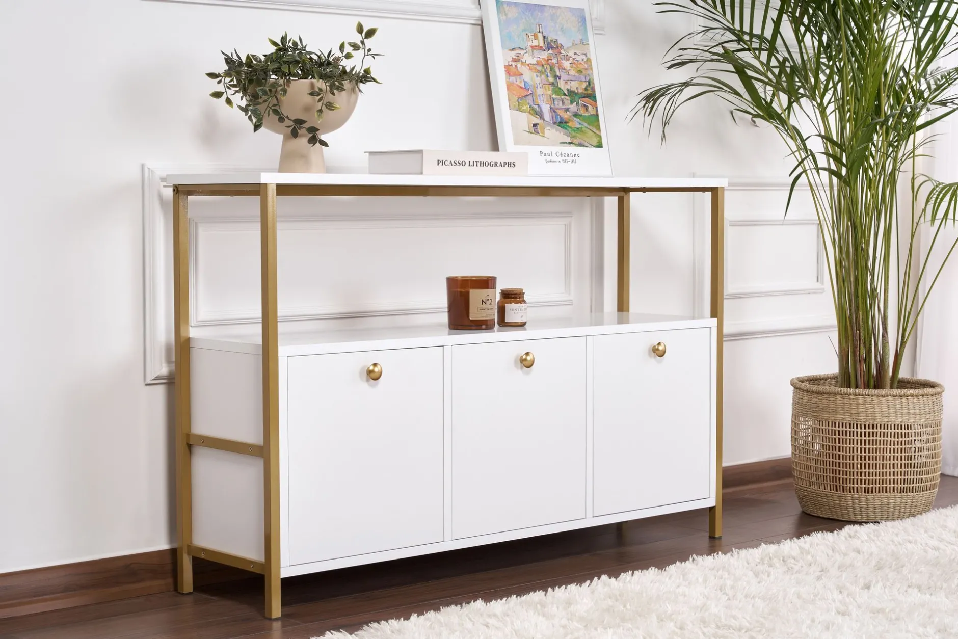 Konsole Solace - 100% MELAMINE - Weiß - 77 x 30 x 120 cm