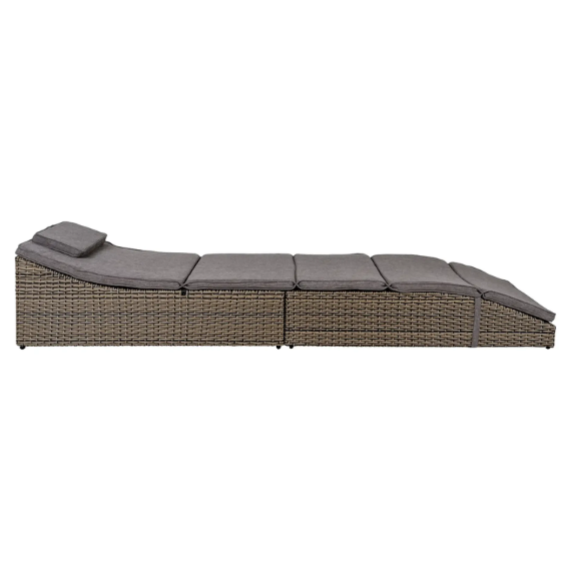 Kubu Split Sun Lounger Set - Schwarzes Poly Rattan, Stahlrahmen