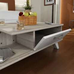 Kunst-Couchtisch aus Holz | 100% Melamin | 18mm Dicke | Weiß Cordoba