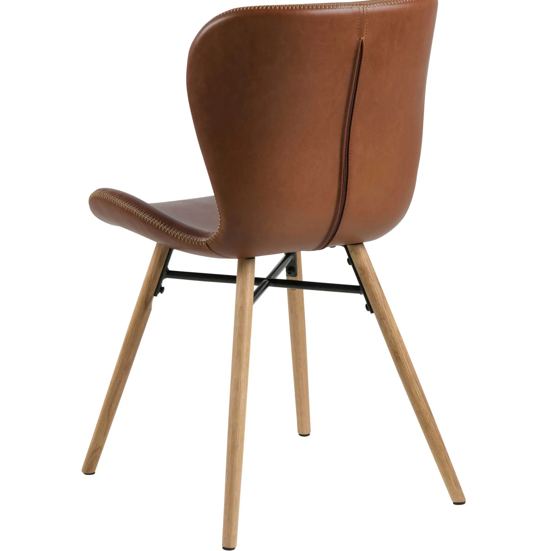 Kunstlederstuhl Tilda mit schrägen Beinen - cognac/Eiche