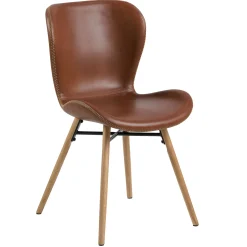 Kunstlederstuhl Tilda mit schrägen Beinen - cognac/Eiche