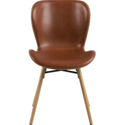 Kunstlederstuhl Tilda mit schrägen Beinen - cognac/Eiche