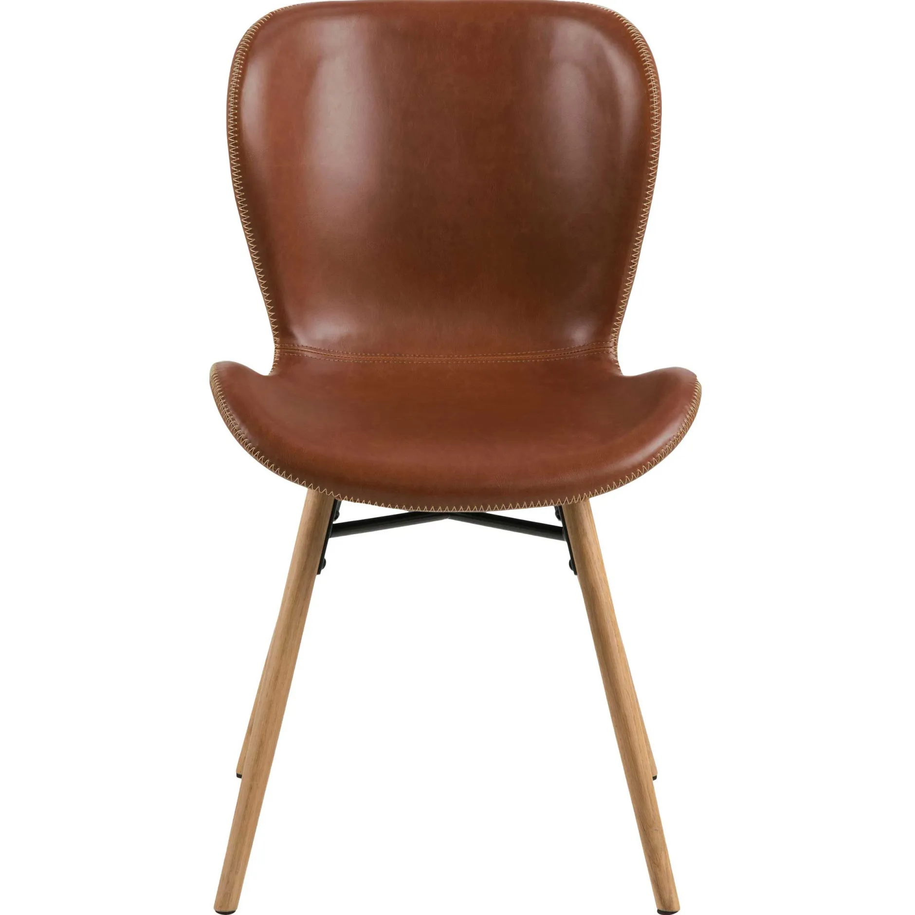 Kunstlederstuhl Tilda mit schrägen Beinen - cognac/Eiche
