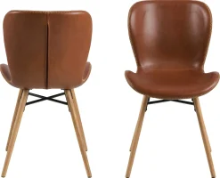 Kunstlederstuhl Tilda mit schrägen Beinen - cognac/Eiche
