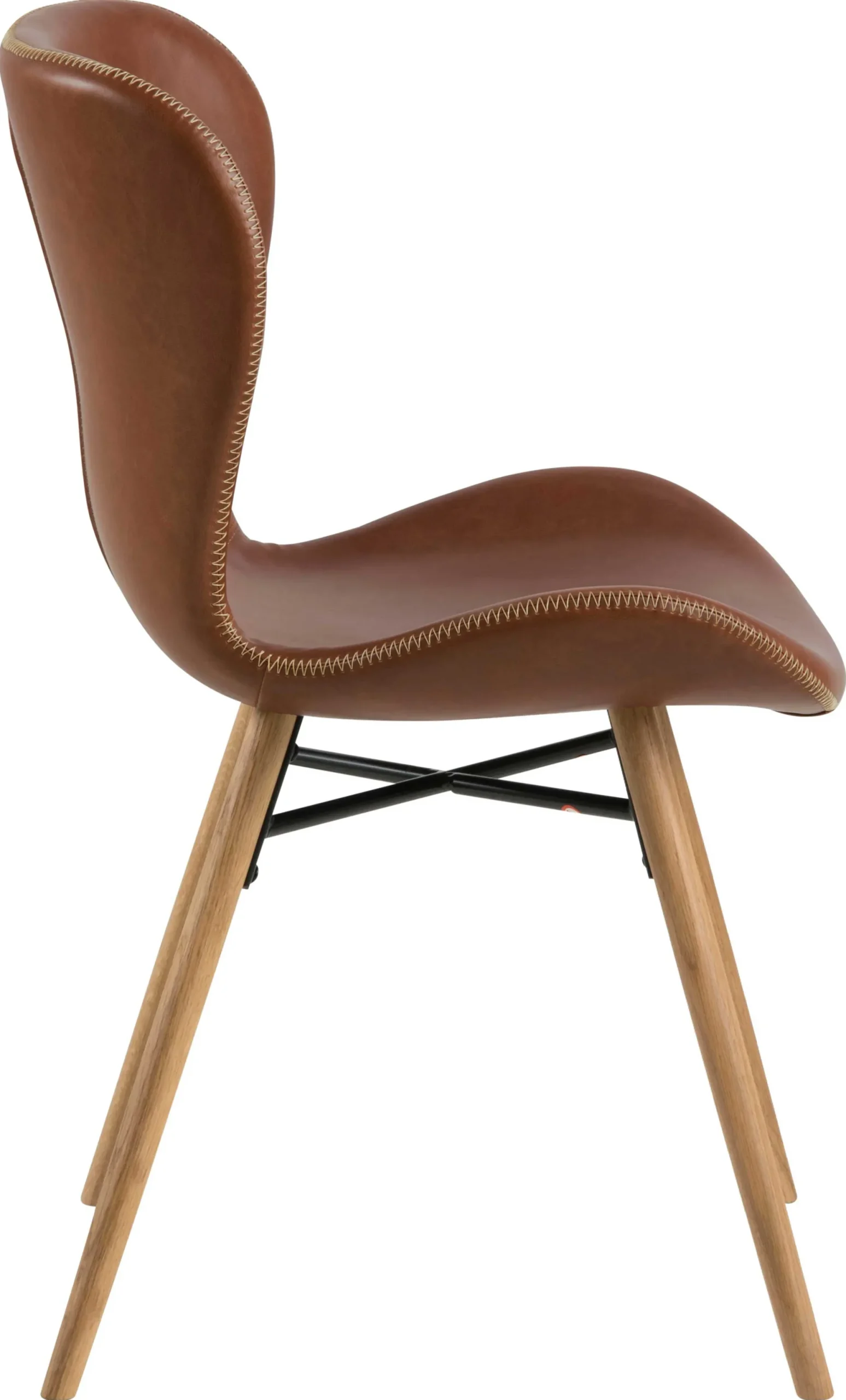 Kunstlederstuhl Tilda mit schrägen Beinen - cognac/Eiche