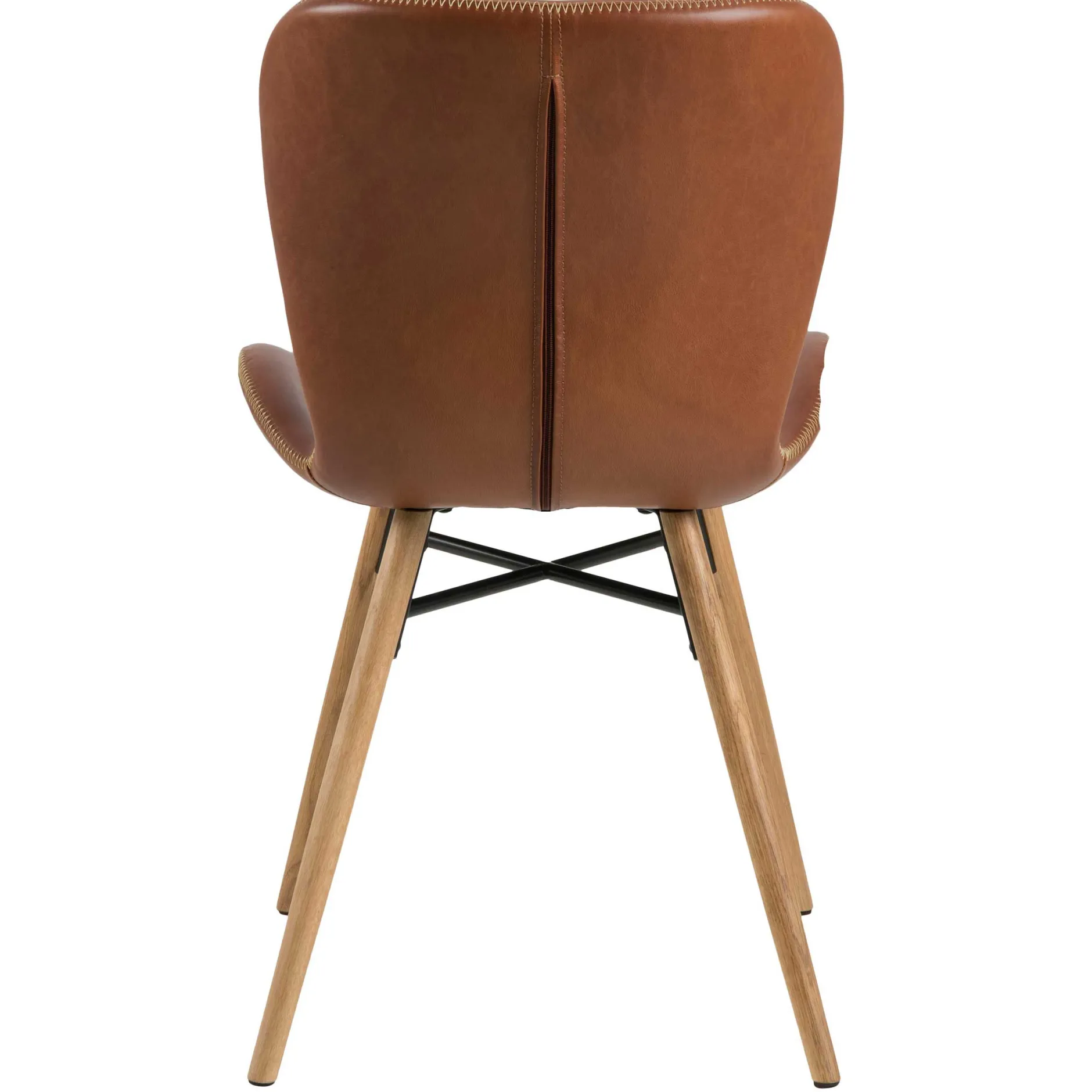 Kunstlederstuhl Tilda mit schrägen Beinen - cognac/Eiche