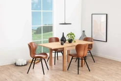 Kunstlederstuhl Tilda mit schrägen Beinen - cognac/schwarz