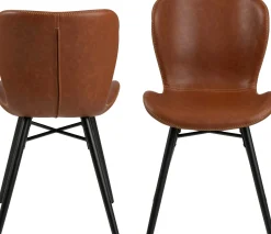 Kunstlederstuhl Tilda mit schrägen Beinen - cognac/schwarz