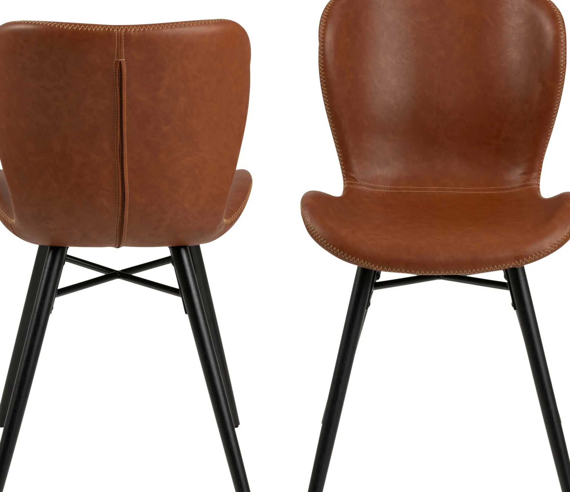 Kunstlederstuhl Tilda mit schrägen Beinen - cognac/schwarz