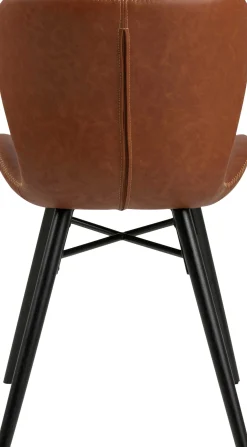 Kunstlederstuhl Tilda mit schrägen Beinen - cognac/schwarz