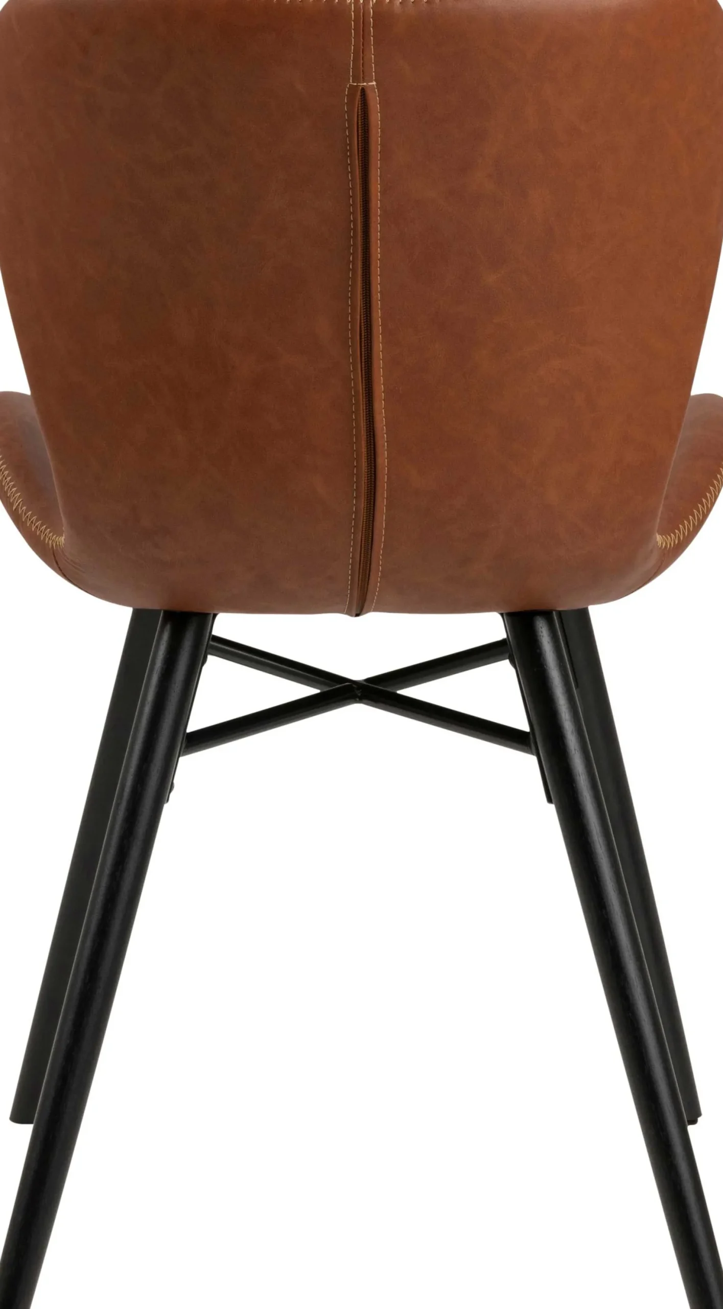 Kunstlederstuhl Tilda mit schrägen Beinen - cognac/schwarz