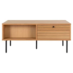 Kyoto Couchtisch aus Eiche mit Metallfüßen und Schubladen
