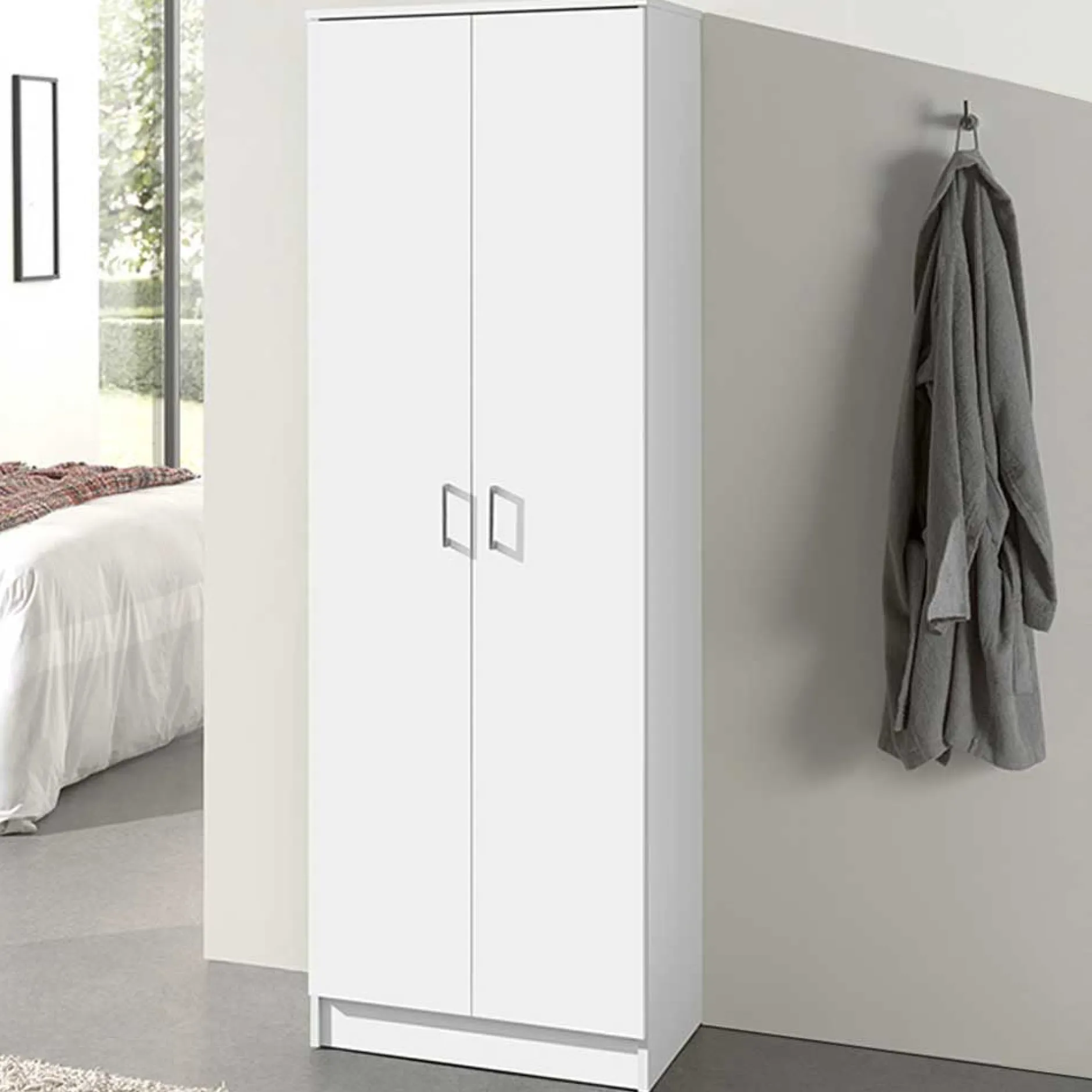 Lagerschrank Ray 60cm mit 2 Türen und 4 Einlegeböden - weiß