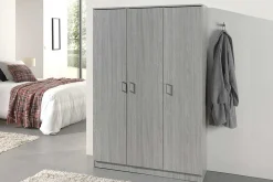 Lagerschrank Ray 120cm mit 3 Türen und 4 Einlegeböden - Eiche grau