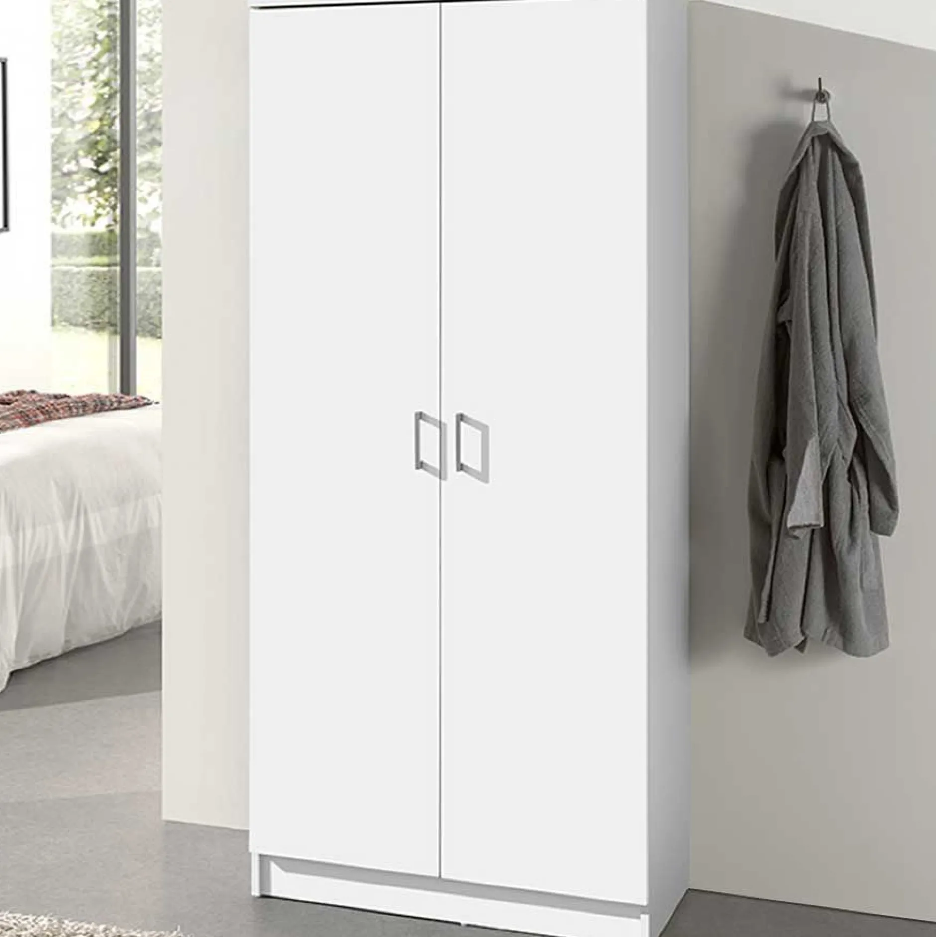 Lagerschrank Ray 80cm mit 2 Türen und 4 Einlegeböden - weiß
