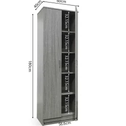 Lagerschrank Ray 60cm mit 2 Türen und 4 Einlegeböden - Eiche grau