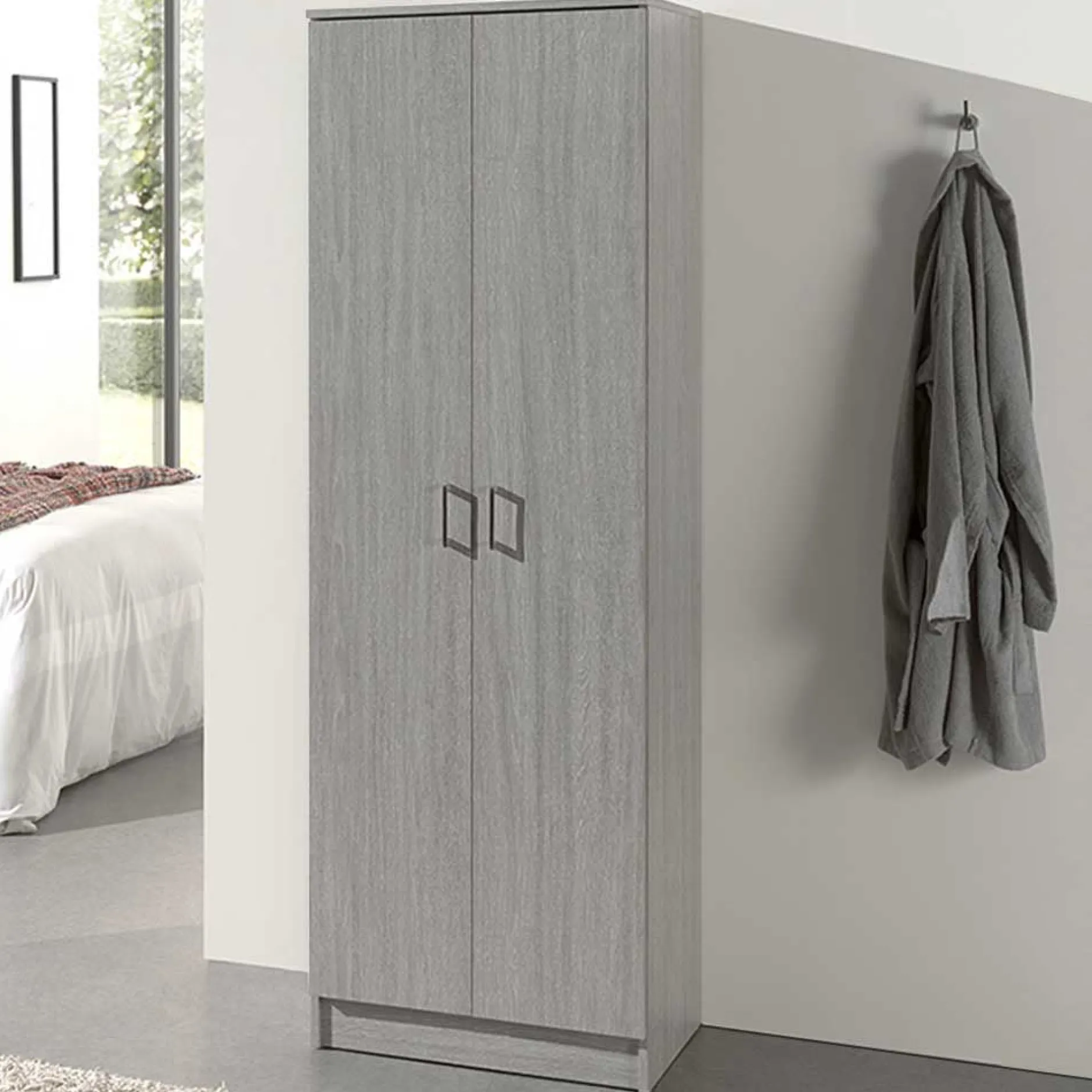 Lagerschrank Ray 60cm mit 2 Türen und 4 Einlegeböden - Eiche grau