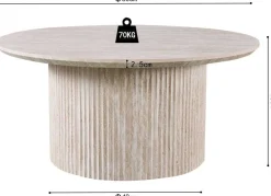 Lagos" 80 cm Runder Couchtisch Travertin Beige | Struktur MDF matt, Platte MDF 25 mm mit 3D-Papier | 38 x 80 x 80 cm