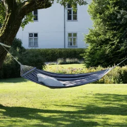 Lamia Hängematte: Grau/Schwarz, Baumwolle/Polyester, Lärchenholz