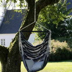 Lamia Hängemattenstuhl: Grau/Schwarz, Polyester/Baumwolle, Lärchenholz