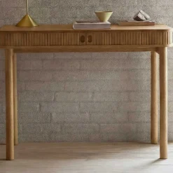 Langley Schreibtisch - 100x50x75 cm - mit Ablagefläche - Eichenfurnier