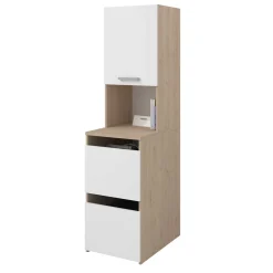 Laundry Aufbewahrungsschrank - 47x66x184cm - 3 Türen - Eiche Dekor/Weiß
