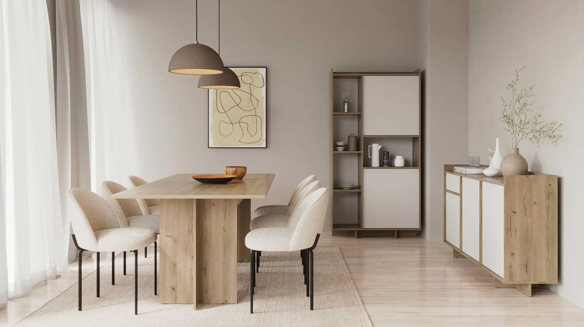 Leda Ausziehbarer Esstisch - 160/200x90x74cm - Eiche Dekor